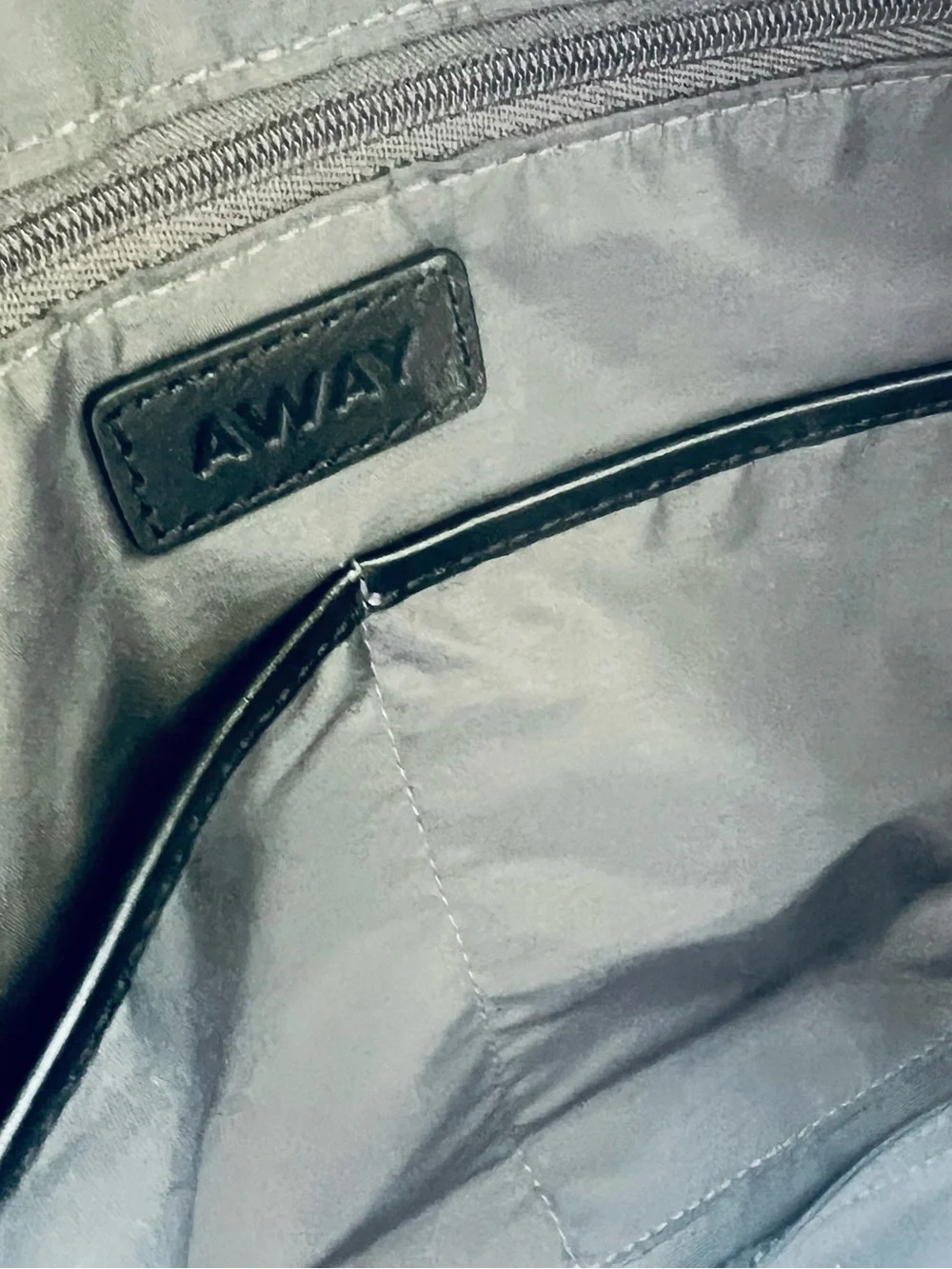 Away Traveler Olive Suede Weekender Bag with Black Trim w/suitcase sleeve